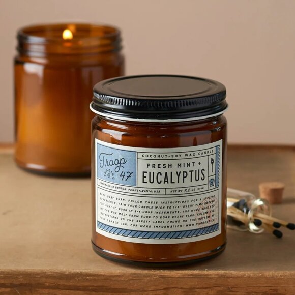 Troop 47 Eucalyptus Mint Soy Candle - New - Picture 1 of 4